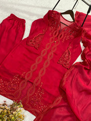 Elegant Chanderi Sequence Embroidery Work Suit