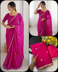 Party-wear Rangoli Silk Embroidery Sequence Work Saree