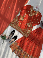 Elegant Georgette Thread With Sequence Work Sharara Set