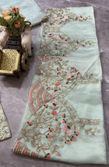 Party-wear Tabby Silk Pearl Embroidery Sequins Work Lehenga Choli