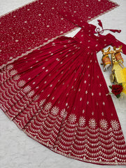 Wedding Special Vichitra silk Embroidery Work Gown