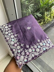 Party-wear Rangoli Silk Embroidery & Sequence Cutwork Border Saree