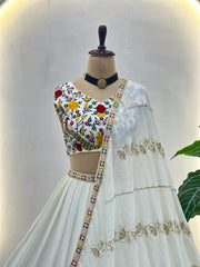 Beautiful Chinon Silk Sequence & Thread Embroidery Work Lehenga Choli