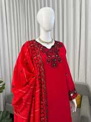 Beautiful Mull Chanderi Thread With Sequence Work Suit