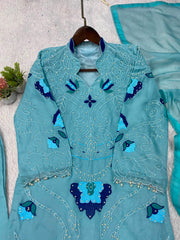 Wedding Special Soft Organza Embroidery Work Suit