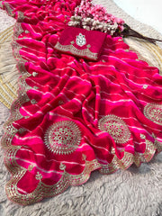 Beautiful Georgette Prisam Lahriya Work Saree