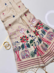 Beautiful Soft Muga Floral Type Rich Weaving Pallu Saree