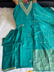 Beautiful Roman Silk Embroidery With Sequence Work Dress