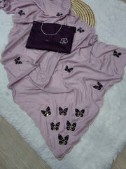 Elegance Chinon Silk With Beautiful Butterfly Butta Khatli Work Saree