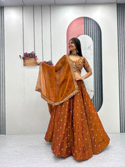 Festival Special Mosh Silk Embroidery Beads Handwork Lehenga With Stitched Blouse