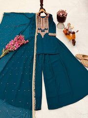 Party Were Georgette Embroidery Work Sarara Set