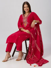 Beautiful Pink Vatican Silk With Embroidery & Sequence Work Dress