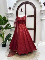 Festive Special Chanderi Jacquard Butti Designer Anarkali Gown