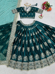 Attractive Japan Satin Thread Sequence Work Lehenga Choli