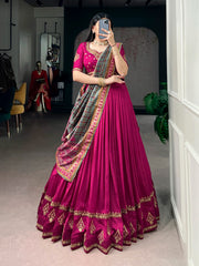 Festive Special Vichitra Silk Embroidery Work Lehenga Choli