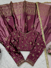 Beautiful Elegance Japan Satin Thread With Sequence Work Gown