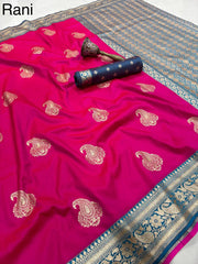 Beautiful Pure Banarasi Silk With Golden Zari Weaving Saree