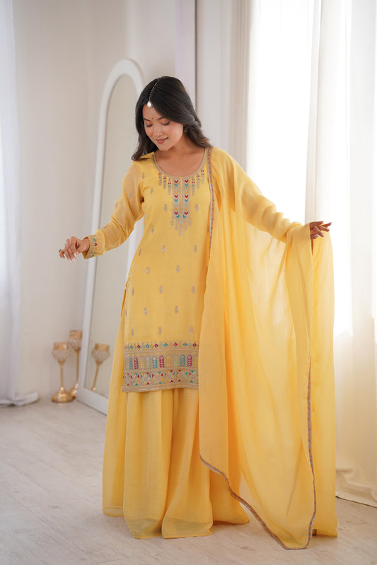 Attritive Pure Soft crunchy Silk Embroidery Work Salwar Suit