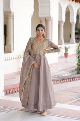 Beautiful Gold-Crush With Rich Sequins & Zari Embroidered Work Gown
