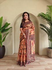Beautiful Malai Cotton Printed Saree