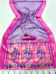 Beautiful Soft Organza Bambo Silk Zari Weaving Saree
