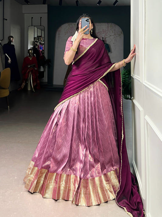 Traditional Dupion Silk Zari Weaving Work Lehenga Choli