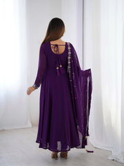Pure Soft Georgette Embroidery Work Gown