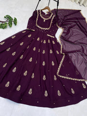 Party-wear Georgette Sequence Embroidery Work Gown