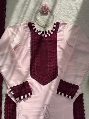 Elegant Natural Crep Thread Sequence Work Suit