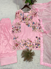 Beautiful Crape Silk Sequence Embroidery Work Salwar Suit