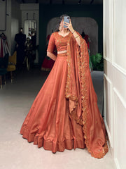 Beautiful Woven With Elegance Korean Pure Tussar Silk Lehenga Choli