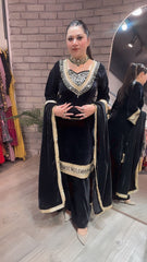 Winter Special Velvet Real Mirror With Embroidery Work Suit