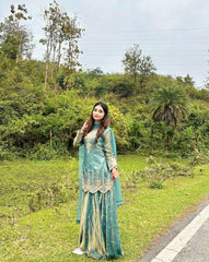 Fancy Designer Fendy Silk Embroidery Sequence Coding Work Suit