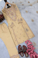 Designer Party-wear Heavy Roman Silk Embroidery & Sequence Work Suit