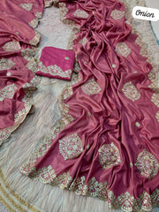 Beautiful Soft Shine Chocolate Silk Saree
