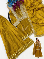 Festival Perfect Chinon Silk Embroidery Coding Sequence Work Suit