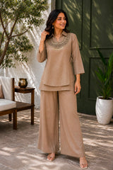 Rakshabandhan Special Beautiful Gold Crush Palazzo Kurti With Koti