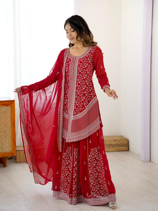 Party-wear Georgette Embroidery Sequence Thread Work Suit