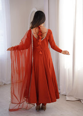 Beautiful Soft Nylon Net With Fancy Mirror Lace Gown