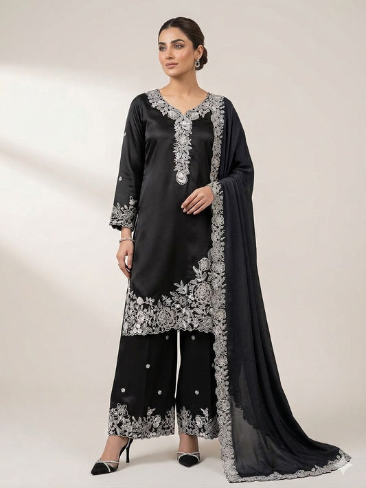 Eid Special Franch Crape Sequence Embroidery Work Suit