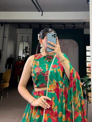 Beautiful Vibrant Floral Marble Printed Lehenga Choli