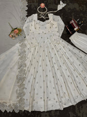 Attractive Chinon Sllk Sequence Work Gown