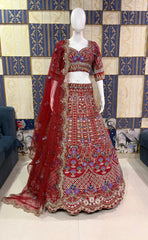 Party-wear Mono Satin Silk Coding Sequence Cutwork Lehenga Choli