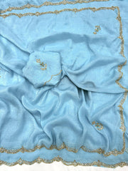 Party-wear Soft Pixel Crush Cover With Beautiful khatli Cut Dana Handwork Saree