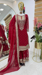 Beautiful Georgette Embroidery Sequence Work Suit