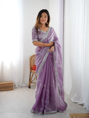 Party-wear Jimmy Choo Thread & Sequence With Embroidery Work Saree