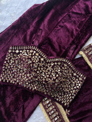 Winter Season velvet Real Mirror Embroidery Work Suit