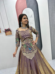 Festive Special Pure Silk Satin Embroidery Thread & Sequence Work Lehenga Choli