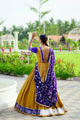 Navratri Special Pure Cotton Embroidery Thread Work Lehenga Choli With Stitched Blouse