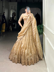 Beautiful Gold Crush Sequence Embroidery Work Lehenga Choli
